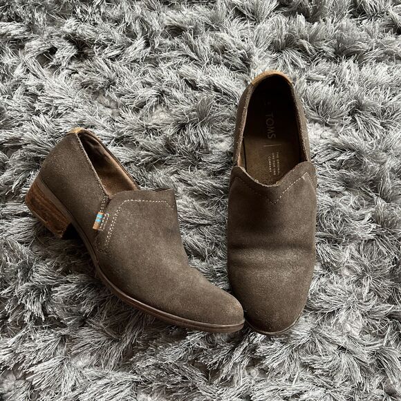 Toms Shaye Ankle Boots Women 7 Taupe Shimmer Low Heel Bootie - Picture 1 of 8